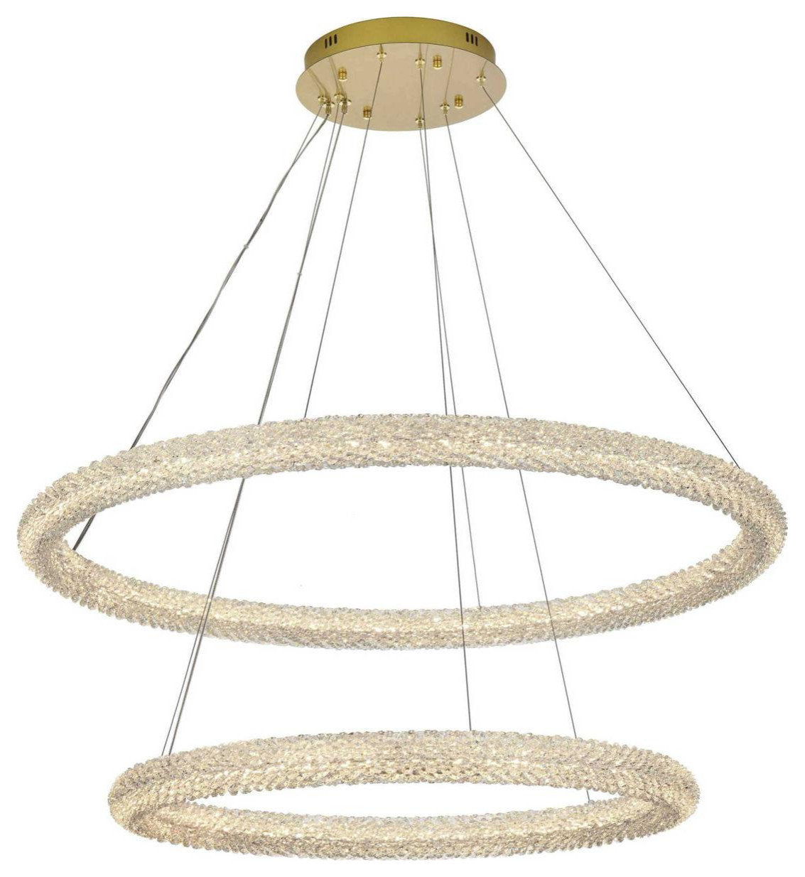 Bowen 2 Light Chandelier, Satin GoldBy Elegant Furniture & Lighting