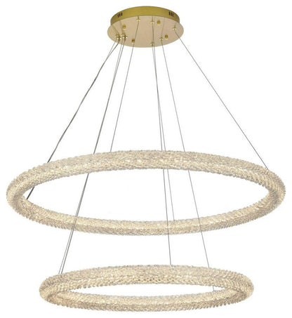 Bowen 2 Light Chandelier, Satin GoldBy Elegant Furniture & Lighting