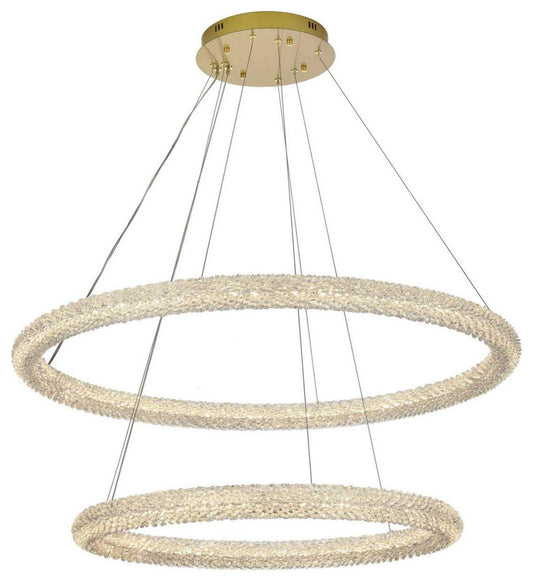 Bowen 2 Light Chandelier, Satin GoldBy Elegant Furniture & Lighting