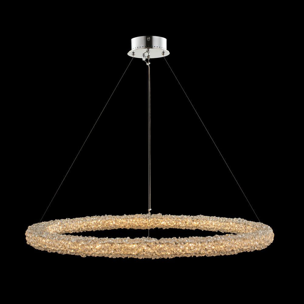 Lina 38x2" 1-Light Contemporary Large Pendants, Polished ChromeBy Allegri Crystal by Kalco Lighting