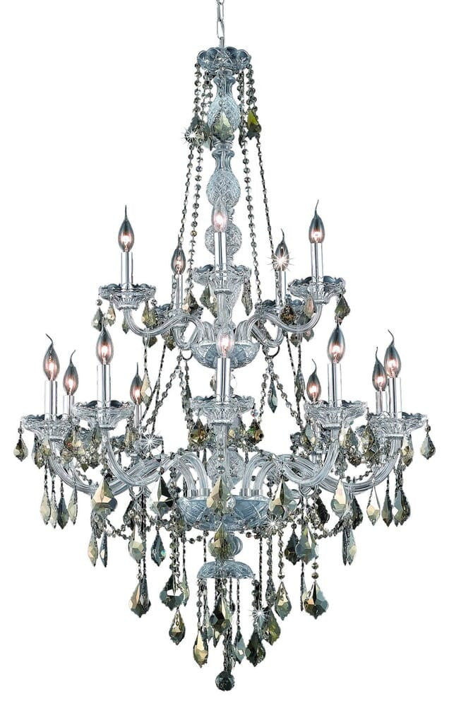 Elegant V7815G33C-GT/RC Verona 15-Light Chrome Chandelier Golden TeakBy Elegant Furniture & Lighting