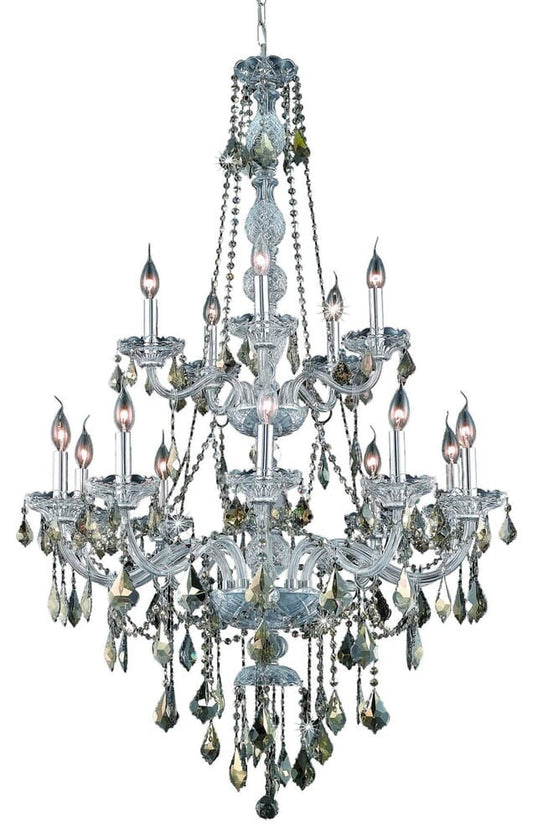 Elegant V7815G33C-GT/RC Verona 15-Light Chrome Chandelier Golden TeakBy Elegant Furniture & Lighting