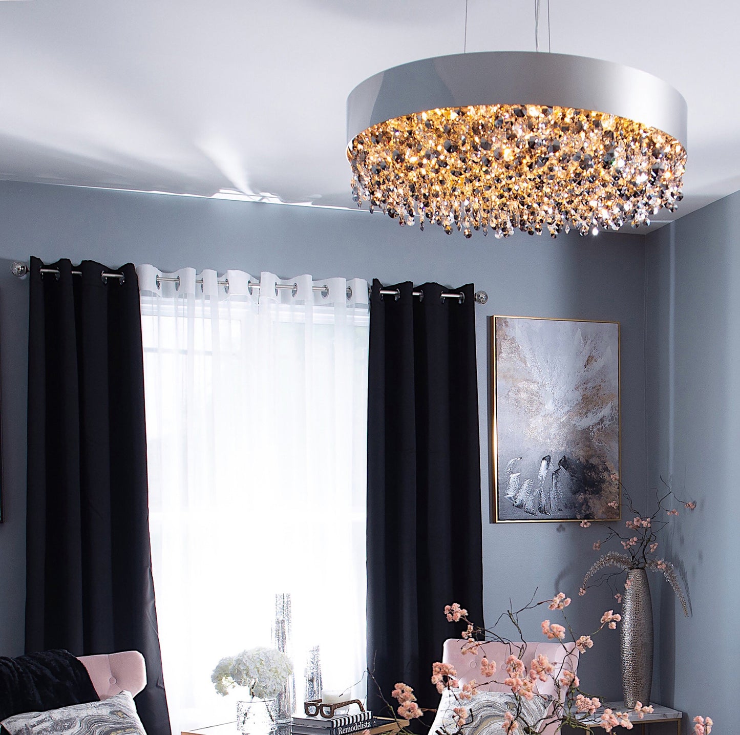 Maxim 39657MSK Mystic 30"W LED Crystal Drum Chandelier - Polished ChromeBy Maxim Lighting International