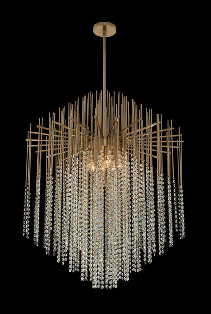 Allegri Estrella 8 Light 32" Pendant, Brushed Champagne GoldBy Allegri Crystal by Kalco Lighting