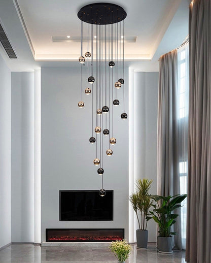 MIRODEMI? Laigueglia | Crystal LED Chandelier with Hanging Balls, Black + Gold, 24 Lights, Warm Light, DimmableBy Miron Demid LLC