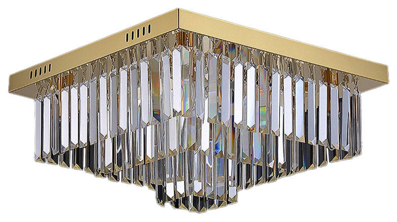 Bagnolo in Piano | Gold Square Crystal Chandelier, 39.4''By Miron Demid LLC