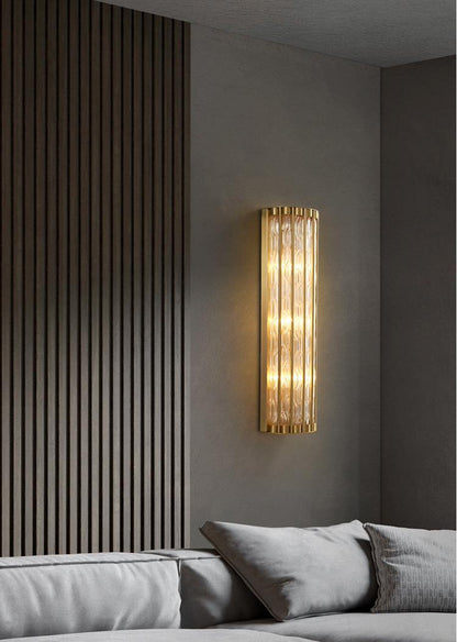 Luxury Golden Crystal Wall Lamp, L7.1xw4.7xh23.6", Cool LightBy Miron Demid LLC