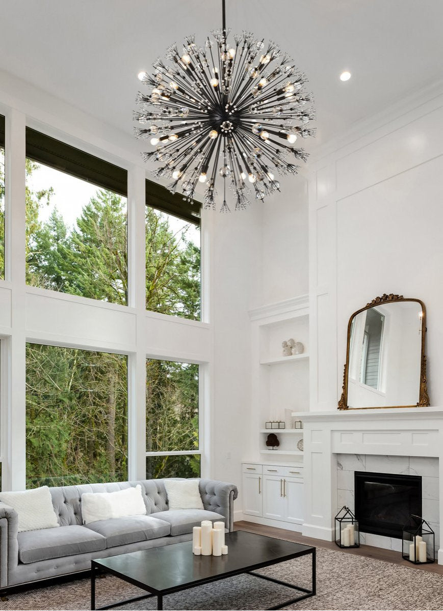 Elegant Lighting 2500D44BK Vera 44 inch crystal starburst round pendant in blackBy Elegant Furniture & Lighting