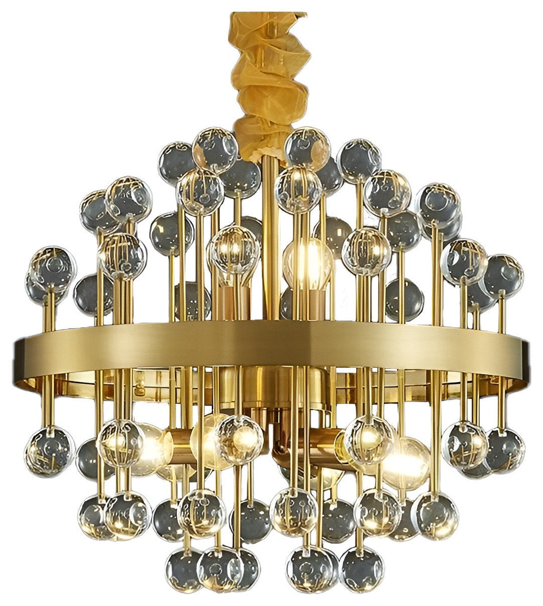 Colorful Modern Living Room Chandelier, Round Crystal, 31.5''By Miron Demid LLC