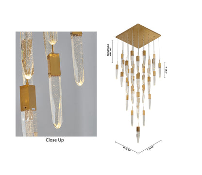 Crystal Cascade Black Multi-Tiered Linear Chandelier with Crystal Accents, GoldBy Design Living