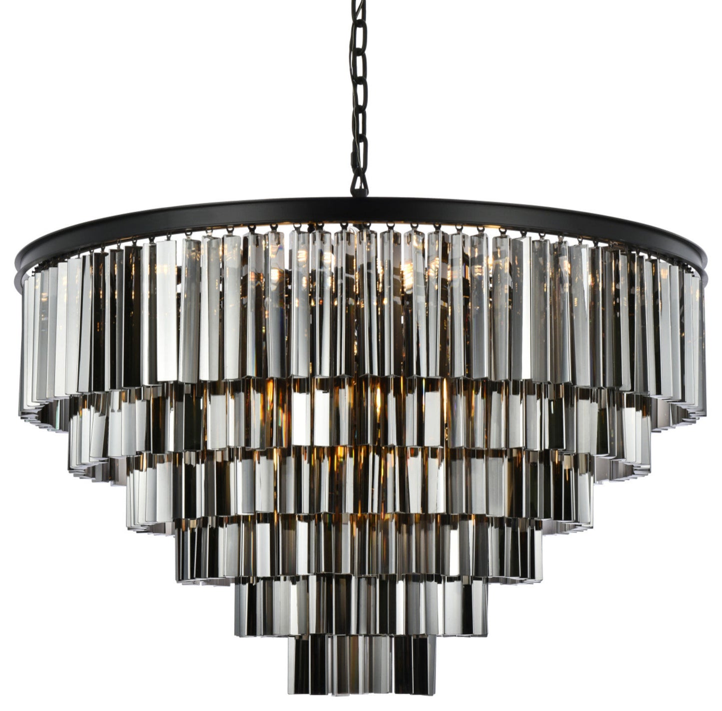 Elegant Lighting 1201D44-SS/RC Sydney 33 Light 44"W Crystal - Matte BlackBy Elegant Furniture & Lighting
