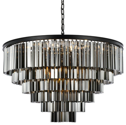 Elegant Lighting 1201D44-SS/RC Sydney 33 Light 44"W Crystal - Matte BlackBy Elegant Furniture & Lighting