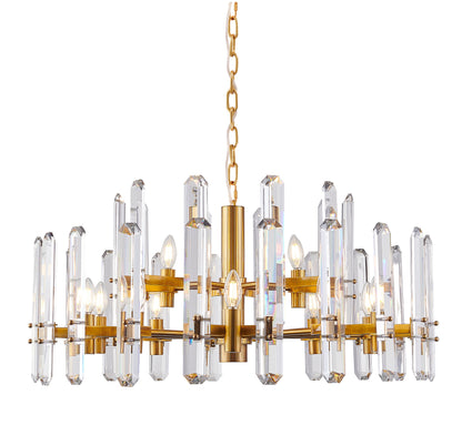 Two Tier Gold Metal Chandelier With Clear Crystal PlaquesBy Design Living