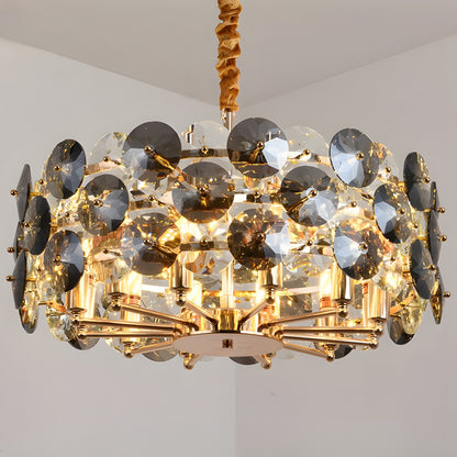 Aalst | Modern Drum Gold Chandelier for Living Room, Medium - Dia23.6xh51" / Dia60xh130cm, Warm LightBy Miron Demid LLC
