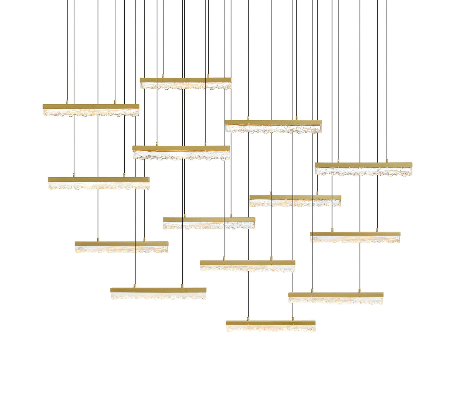 CWI LIGHTING 1588P60-14-624 Stagger Integrated LED Brass ChandelierBy CWI Lighting
