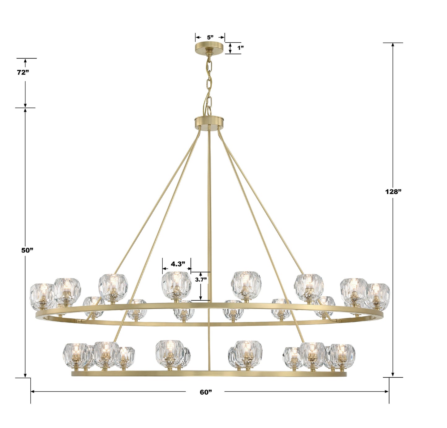 Aragon 30-Light Soft Brass Chandelier, Faceted Cut CrystalBy Crystorama Lighting
