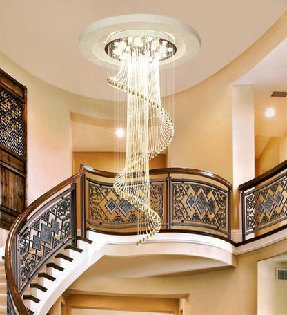 Mougins | Сhic Spiral Crystal Ceiling Led Chandelier, 23.6"By Miron Demid LLC
