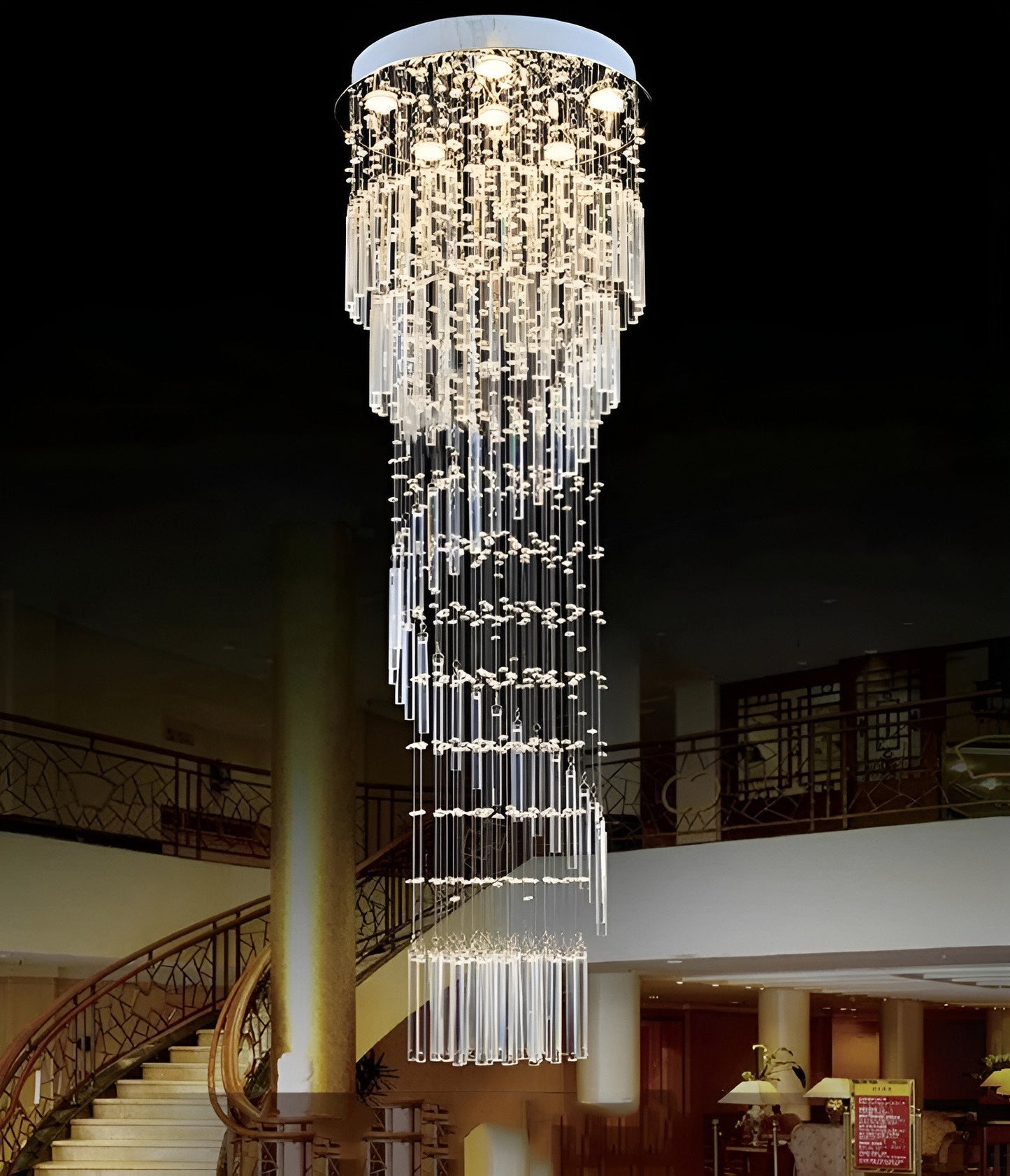 Levens | Exquisite Modern Flush Mount Crystal Chandelier, Dia39.4xh137.8" / Dia100xh350cm, Cool LightBy Miron Demid LLC