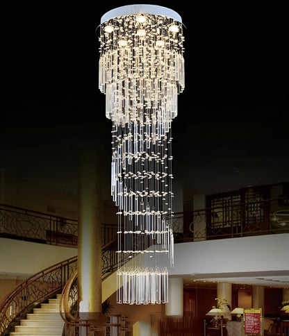 Levens | Exquisite Modern Flush Mount Crystal Chandelier, Dia39.4xh137.8" / Dia100xh350cm, Cool LightBy Miron Demid LLC