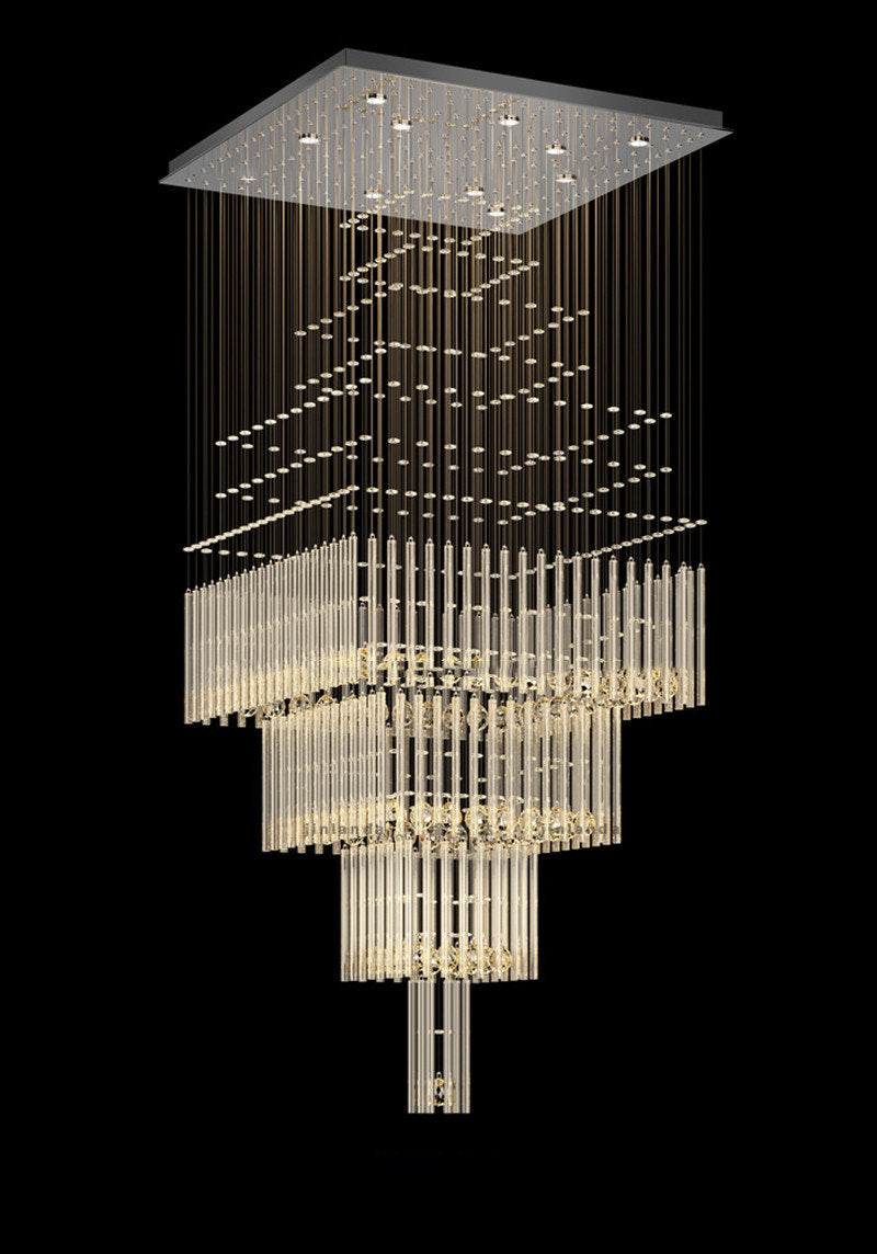 Tourrette-Levens | Modern Crystal LED Ceiling Chandelier with Square Base, 13 Lights, Warm LightBy Miron Demid LLC