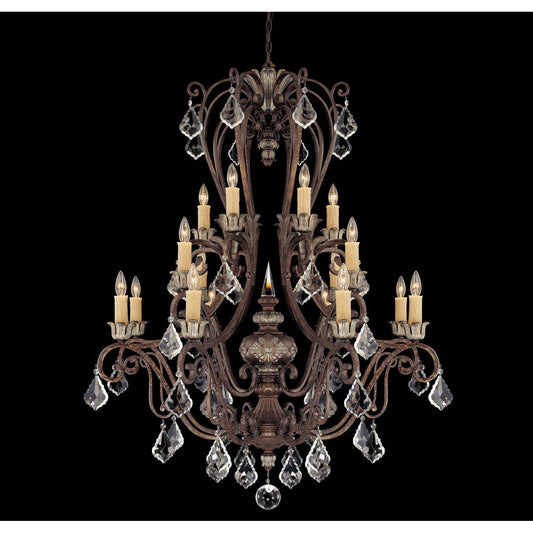 New Tortoise Shell w/Silver Sixteen-Light Chandelier