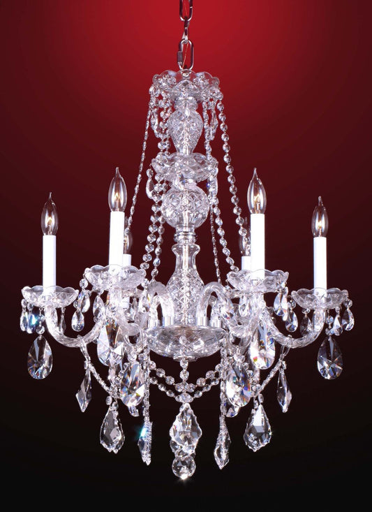 6 Lights Bohemian Crystal chandelier in polished chrome finish