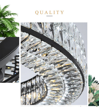 Inzago | Luxury Hanging Black Crystal Chandelier For Living Room, Dining Room, Dia39.4xh4.7", Cool Light, DimmableBy Miron Demid LLC