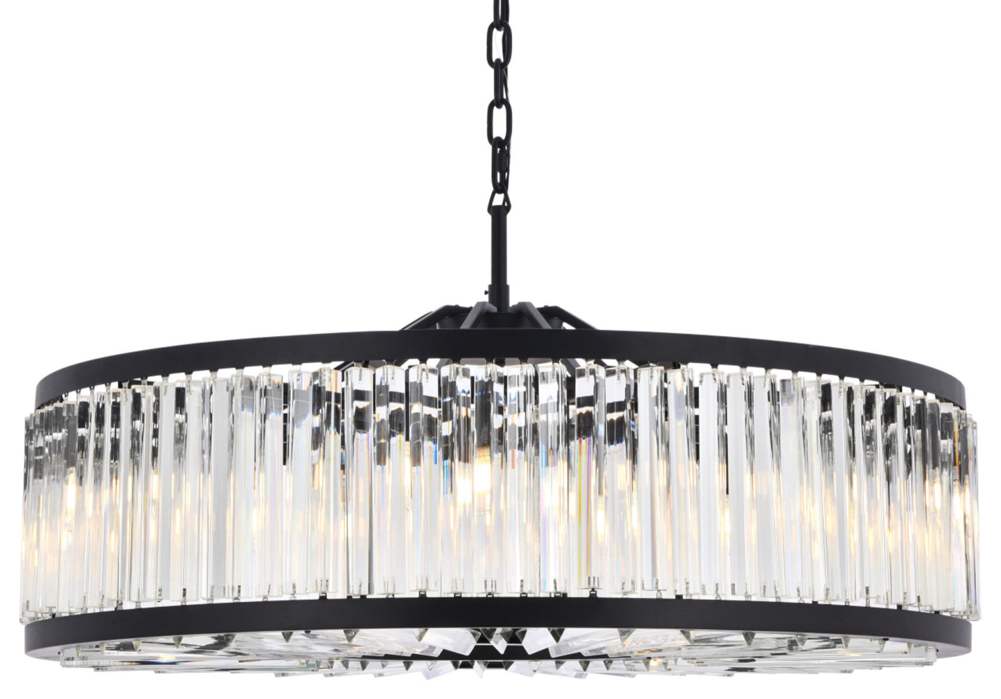 Elegant Lighting 1203G43/RC Chelsea 10 Light 44"W Crystal Drum - Matte BlackBy Elegant Furniture & Lighting
