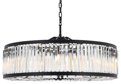 Elegant Lighting 1203G43/RC Chelsea 10 Light 44"W Crystal Drum - Matte BlackBy Elegant Furniture & Lighting