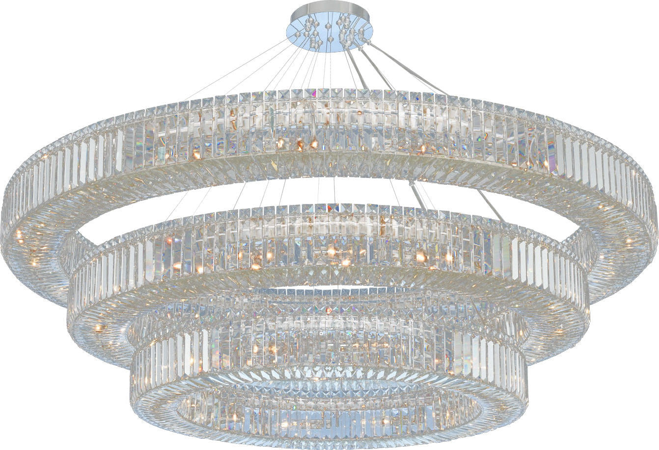 Rondelle 3 Tier Pendant, Chrome, 48By KALCO LIGHTING