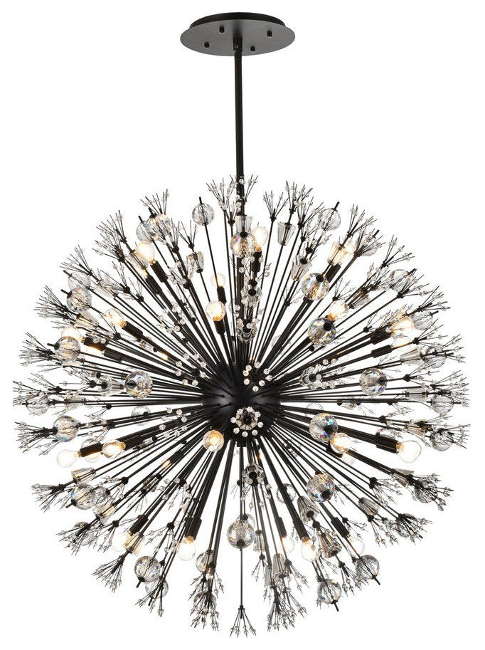 Elegant Lighting 2500D44BK Vera 44 inch crystal starburst round pendant in blackBy Elegant Furniture & Lighting