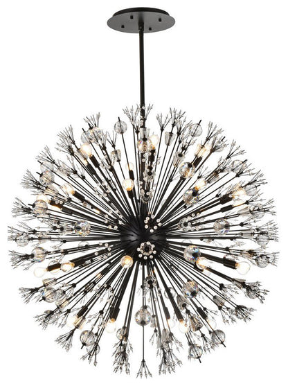 Elegant Lighting 2500D44BK Vera 44 inch crystal starburst round pendant in blackBy Elegant Furniture & Lighting