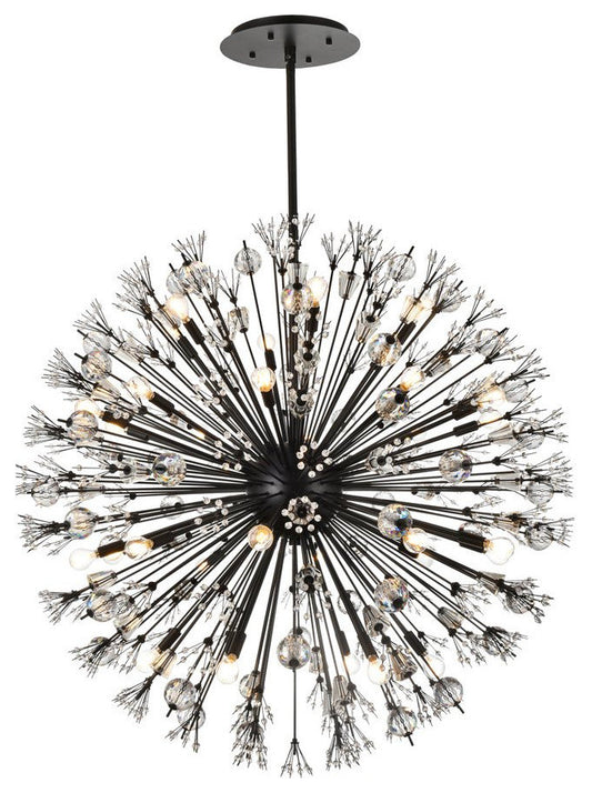 Elegant Lighting 2500D44BK Vera 44 inch crystal starburst round pendant in blackBy Elegant Furniture & Lighting