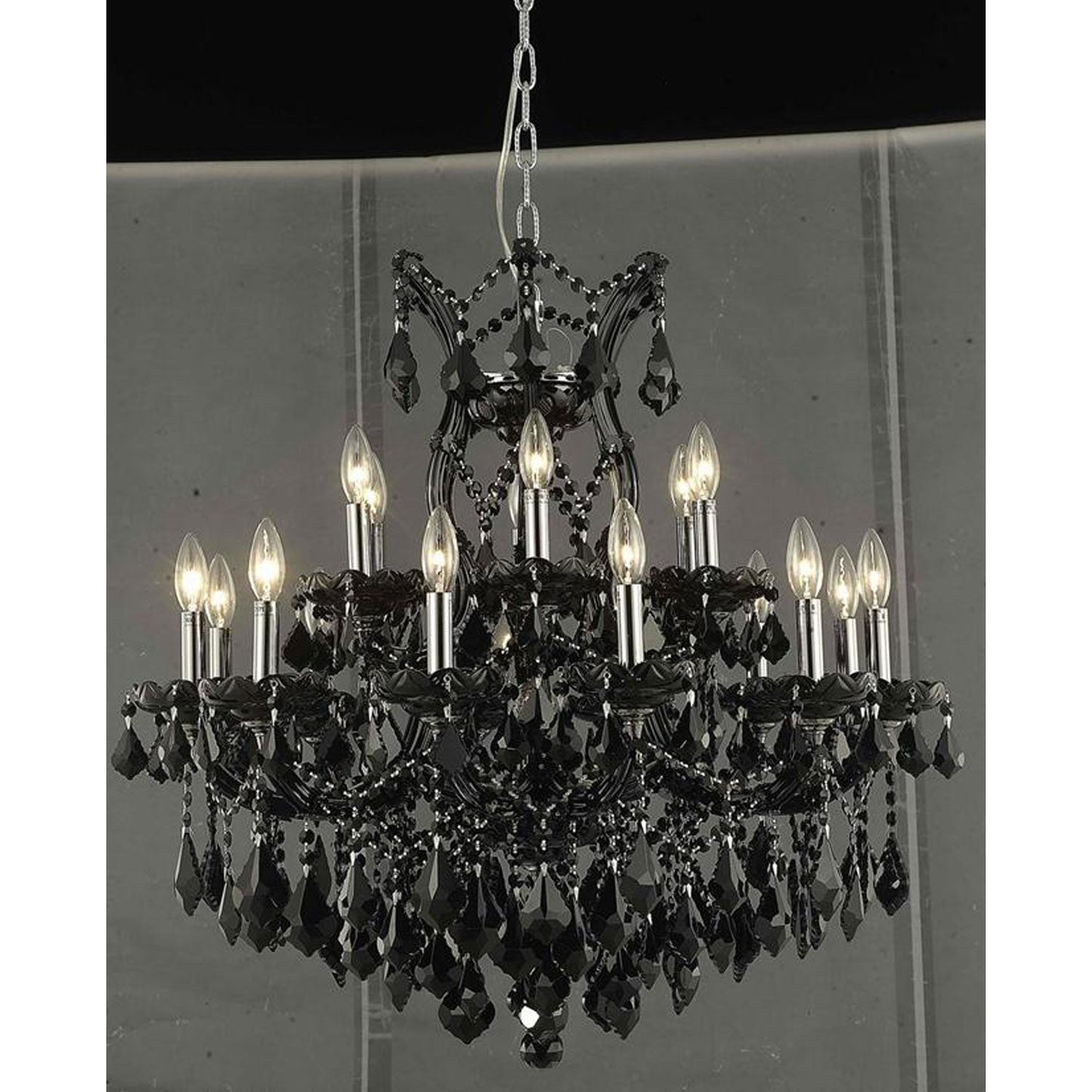 Elegant Lighting Maria Theresa Black 19-Light Chandelier with Jet Black Royal Cut Crystal