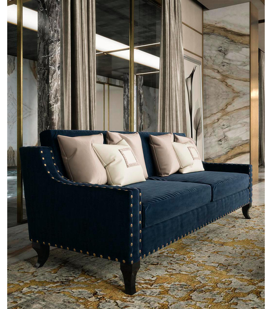 72" Velvet Square Arm Sofa with Reversible Cushions