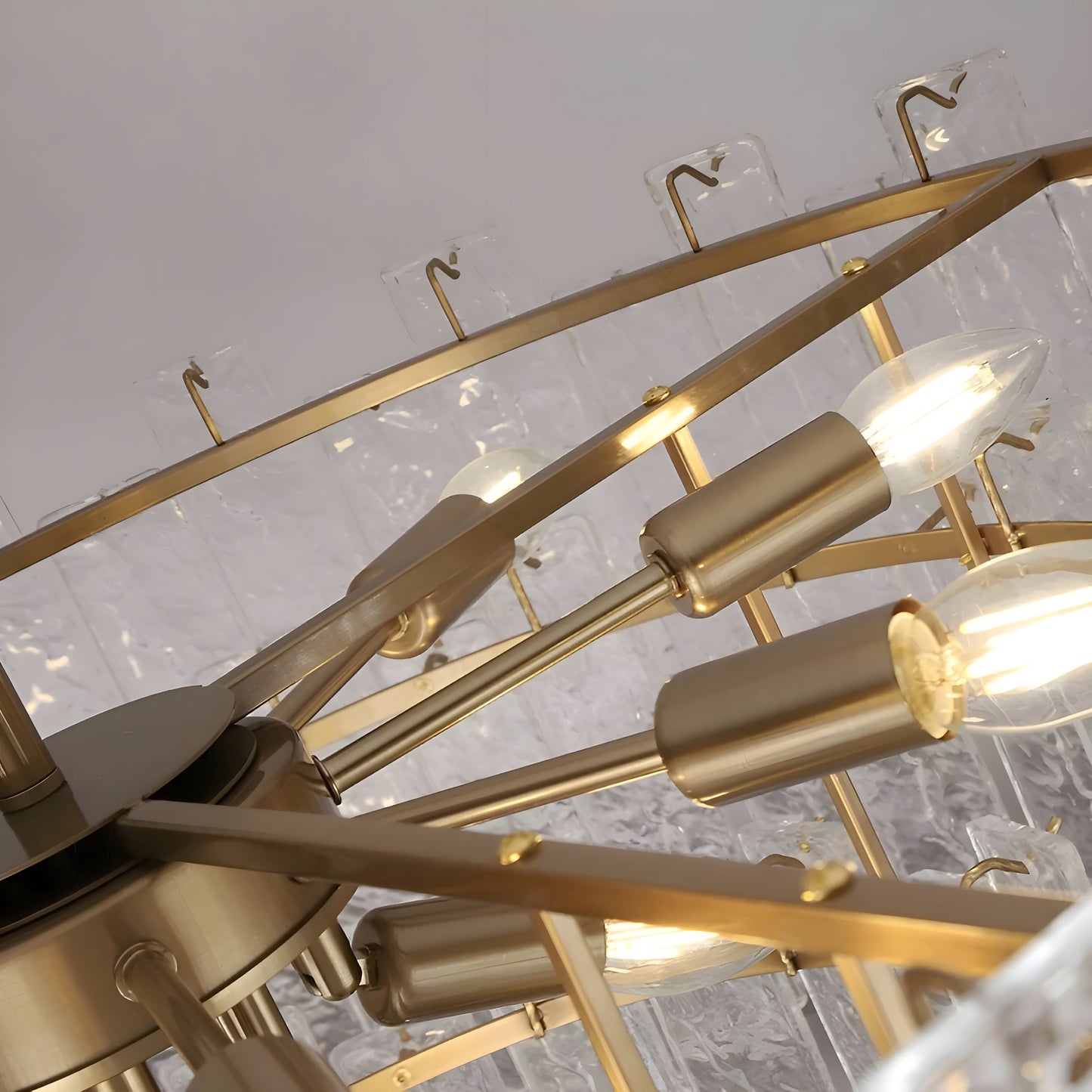 Torhout | Rectangle/Round Frosted Glass Hanging Chandelier for Living Room, Dia31.5", Warm Light / Non-DimmableBy Miron Demid LLC