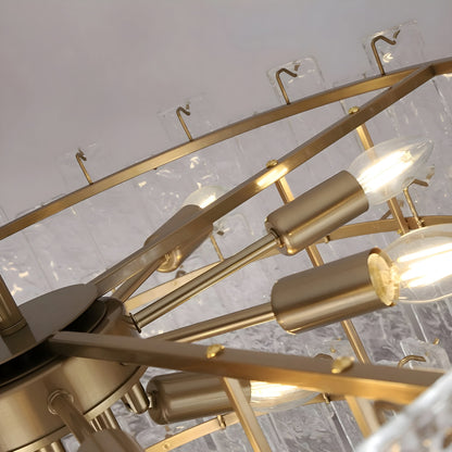 Torhout | Rectangle/Round Frosted Glass Hanging Chandelier for Living Room, Dia31.5", Warm Light / Non-DimmableBy Miron Demid LLC