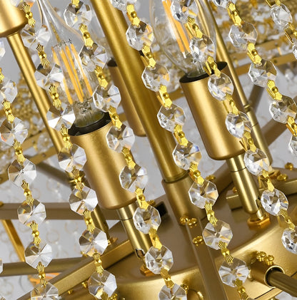 Opio | Classical Large Crystal Candle Ceiling Chandelier, Gold, Dia39.4" H46.1", Non-Dimmable, Warm LightBy Miron Demid LLC