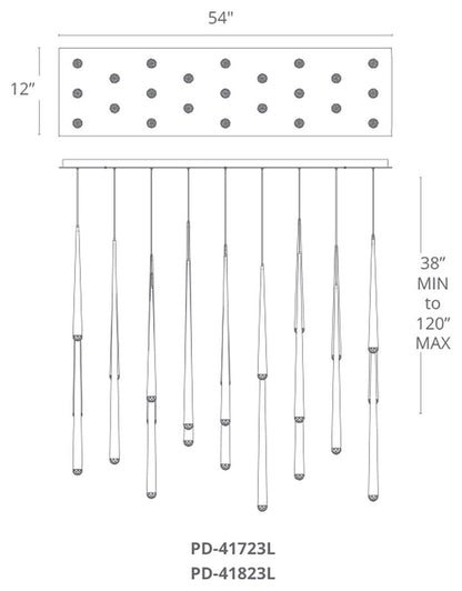 Modern Forms PD-41823L Cascade 23 Light 54"W LED Crystal Linear - Aged BrassBy Modern Forms