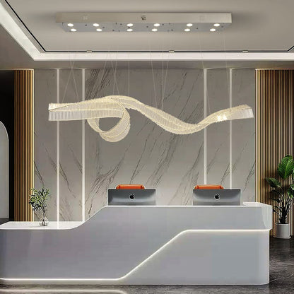Alassio | Creative LED Chandelier in the Shape of Ribbon, Gold, L39.4" / L100.0cm, Cool Light, DimmableBy Miron Demid LLC