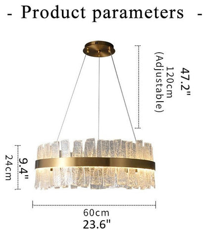 Kortrijk | Round Gold Glass Led Chandelier for Bedroom, Medium - Dia23.6" / 60cmBy Miron Demid LLC