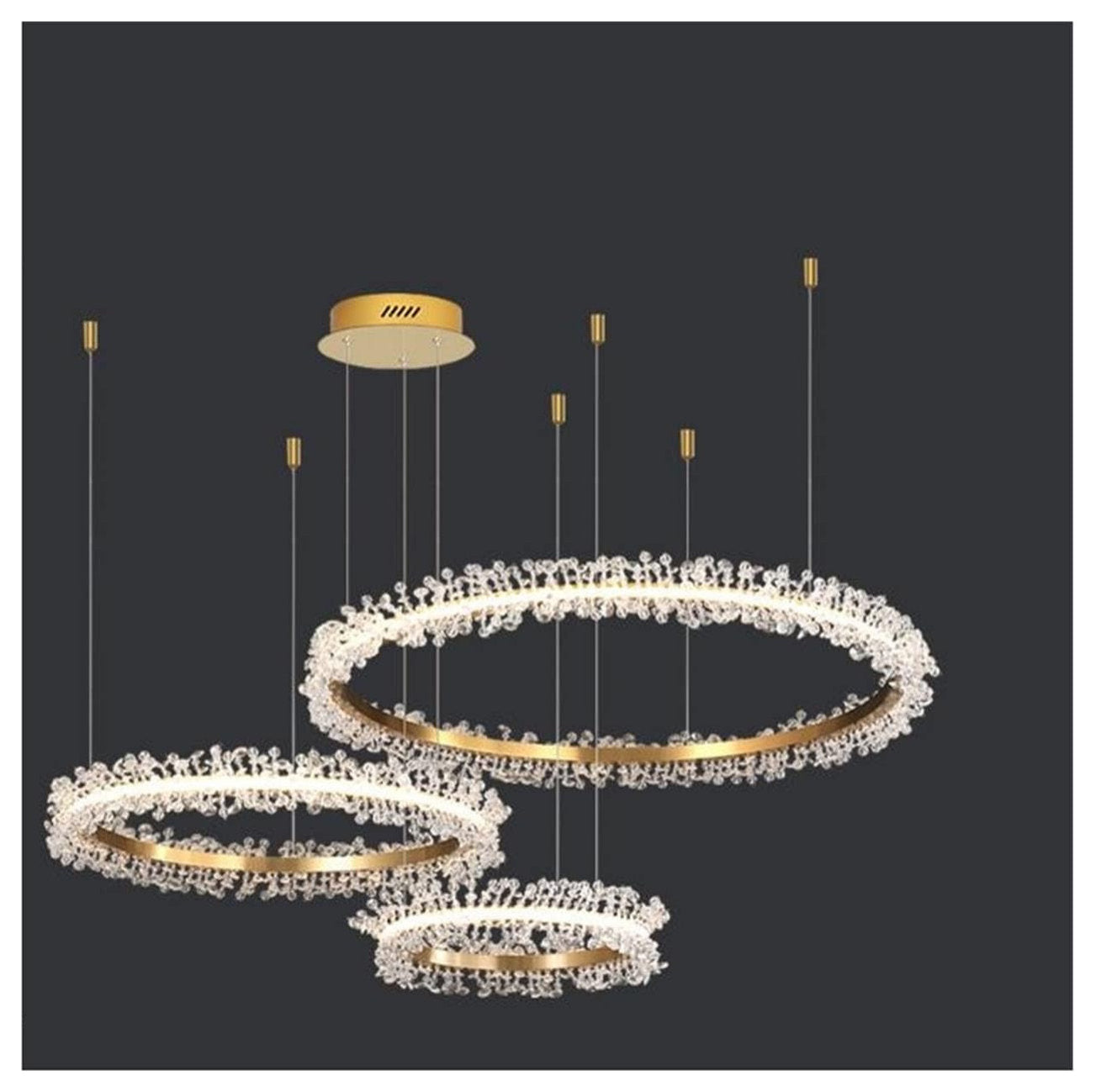 Versoix | Creative Crystal LED Pendant Light in the Shape of Rings, Dia15.7+23.6+31.5", Remote DimmingBy Miron Demid LLC