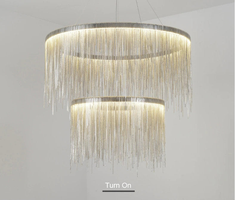 Zagarolo | Luxury Postmodern Round Silver Chandelier for Bedroom, Doubleround31.5"By Miron Demid LLC