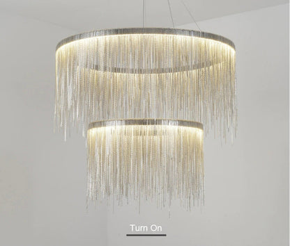 Zagarolo | Luxury Postmodern Round Silver Chandelier for Bedroom, Doubleround31.5"By Miron Demid LLC