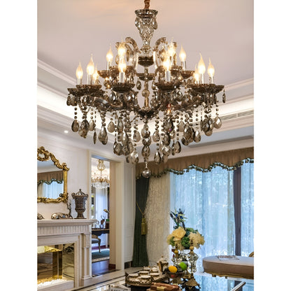 Zenevredo | European-Style Retro Crystal Candle Shape Chandelier, Clear Light Color, 15 HeadsBy Miron Demid LLC