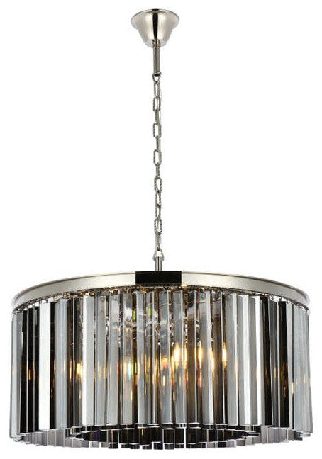 Elegant Lighting 1208D31-SS/RC Sydney 8 Light 32"W Crystal Drum - Matte BlackBy Elegant Furniture & Lighting