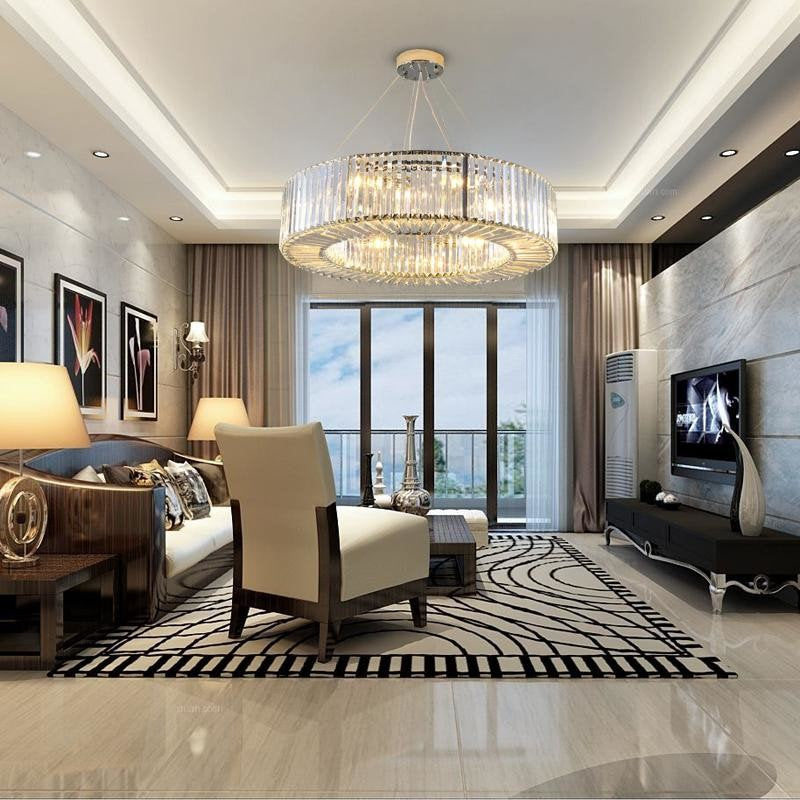 Crystal Drum Chandelier By Morsale, Diameter 32"By MORSALE