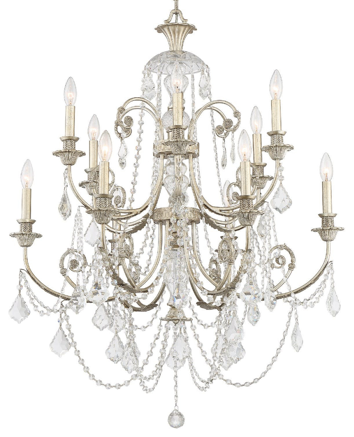 Crystorama Lighting Group 5119-CL-SAQ Regis 12 Light 32"W Crystal - Olde SilverBy Crystorama Lighting