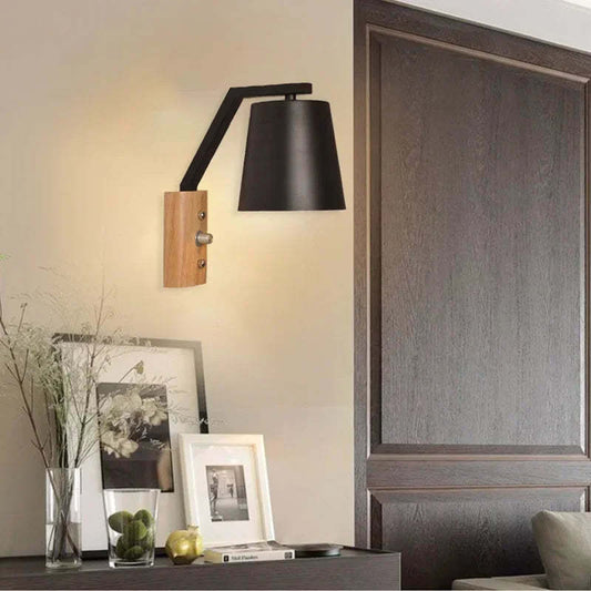 Solid Wood & Glass Wall Lamp �C Bedroom Bedside or Bar Aisle Light