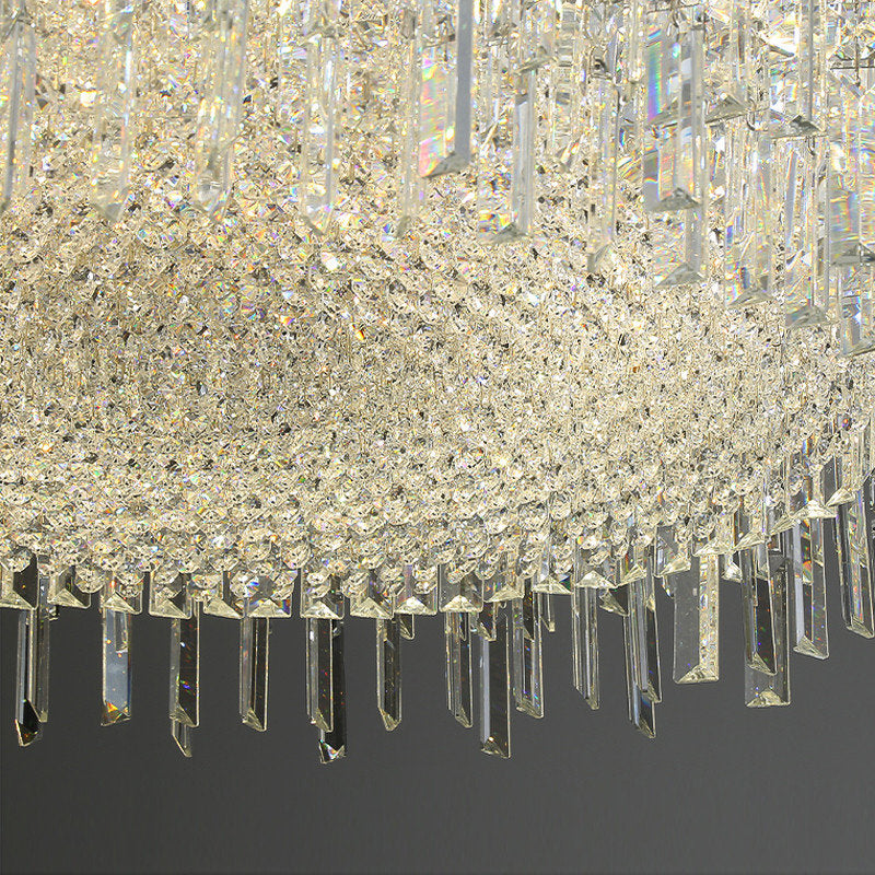 Ischia di Castro | Modern Luxury Drum Crystal LED Chandelier in Creative Design, Gold, Dia31.5xh11.0", Cool Light, Non-DimmableBy Miron Demid LLC